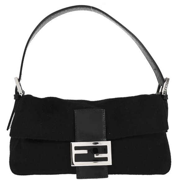 Fendi Black Wool Baguette Handbag - Picture 1 of 10